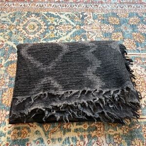Aritzia Wikfred Wool Dark Gray Fringed Scarf